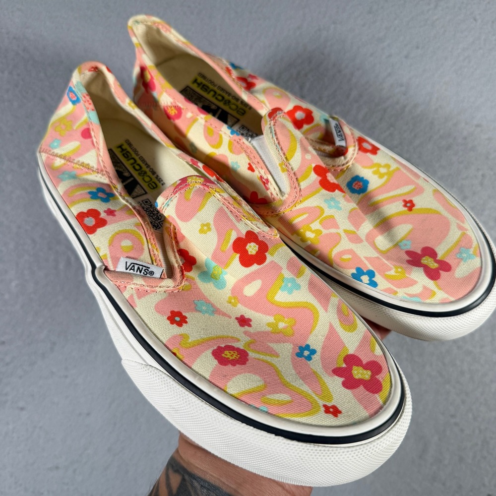Vans Slip-On EcoCush Retro Floral Pink Multi Sneakers Womens 7 Mens 5.5 500714